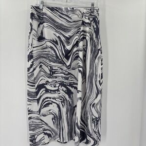 A New Day Midi Skirt Medium indie sleaze artsy Gray White marble Abstract Pencil